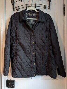 LL Bean Quilted Jacket, XL, Black